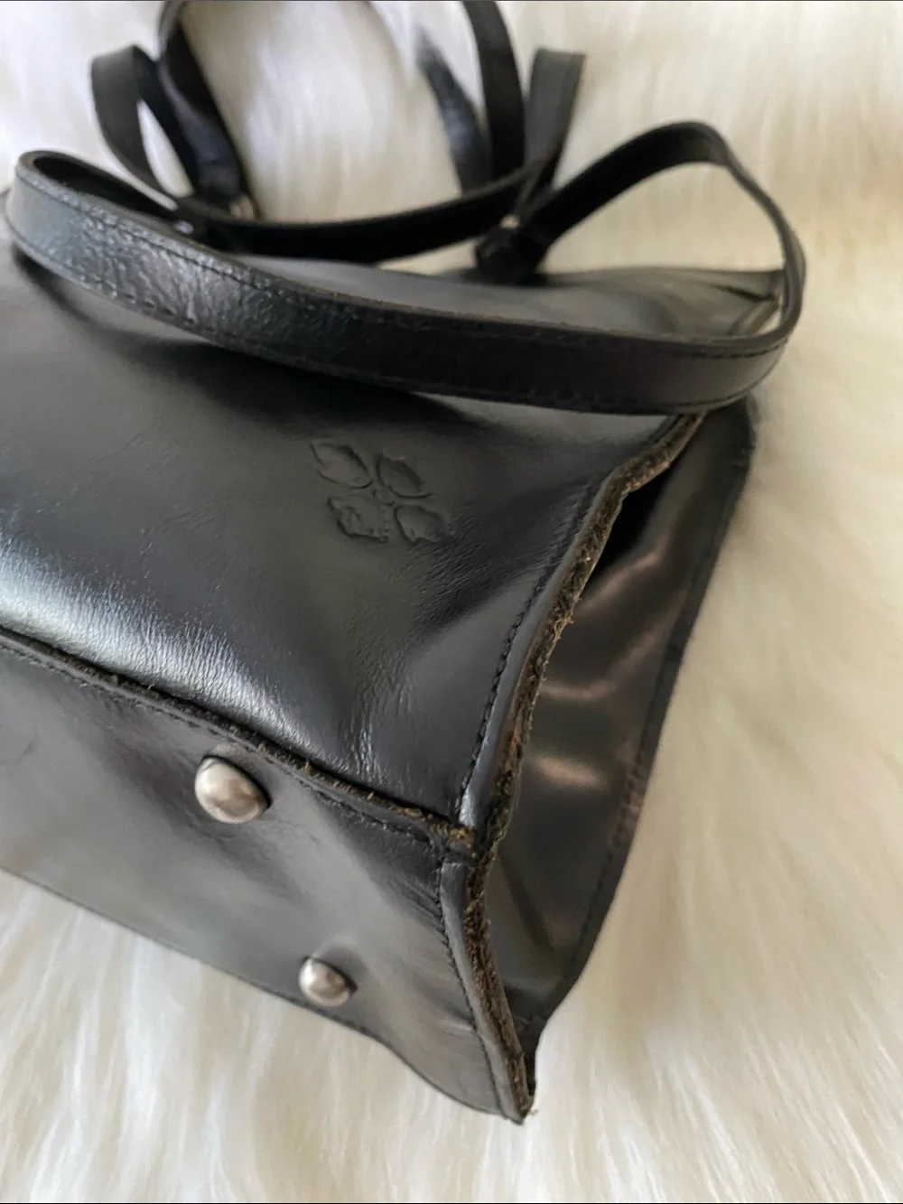 Patricia Nash Lucinda Full-Grain Leather Medium Tote Bag in Polished Black